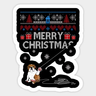 Merry Christmas Funny Naughty Bulldog Sticker